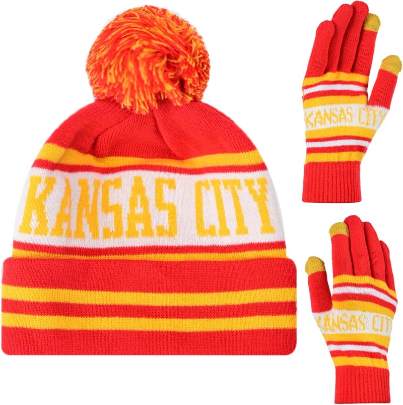 mtstaowe Vintage Classic Skull Cap Beanie Hat Cuffed Winter Hat Knit Comes with Warm Gloves Gifts for Men Women Fans - Image 1